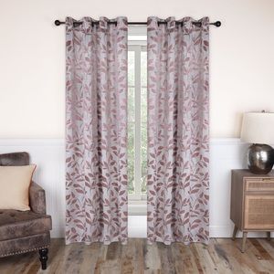 Leaves Assorted Colors Available Machine Washable Room Darkening Curtains Set